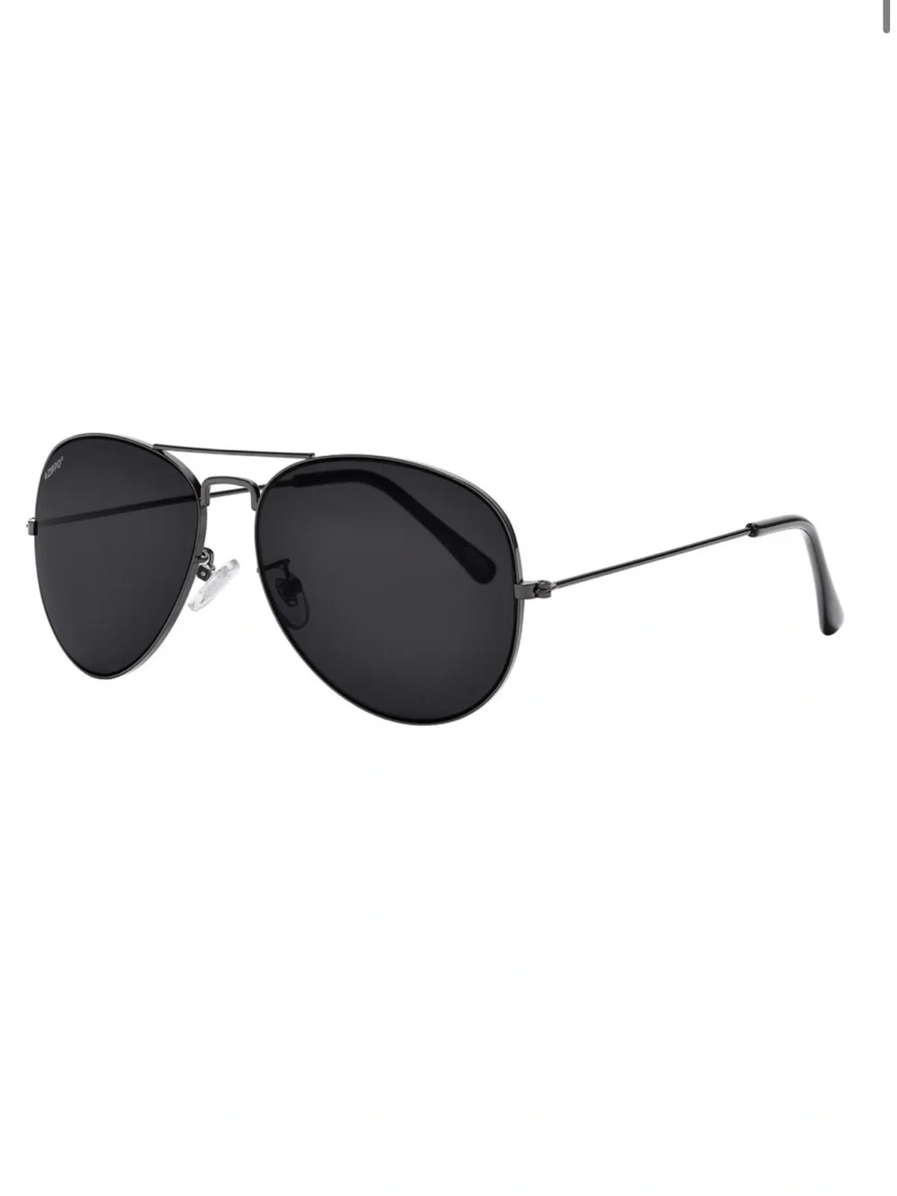 Zippo Polarized Aviator Sunglasses - Silver Frame, Black Lenses Unisex